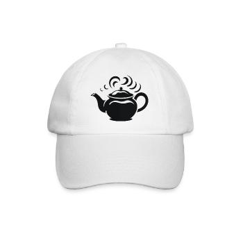 Steaming Teapot - Baseball Cap - white/white - Front
