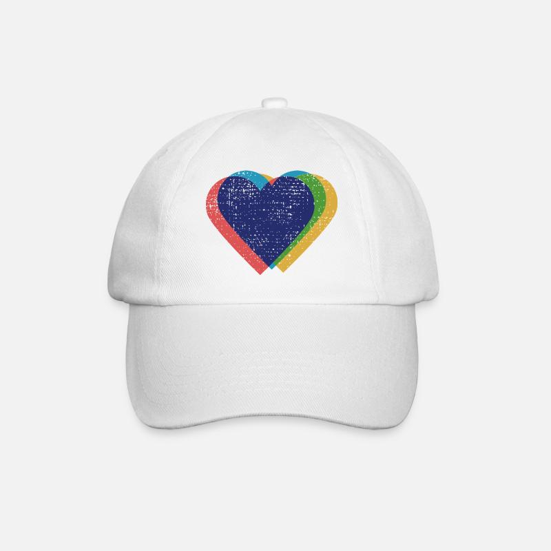 Hearts Colorful Risograph - Baseball Cap - white/white