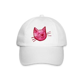 Pink Kitty Cat - Baseball Cap - white/white - Front