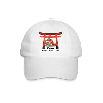 Kyoto, Japan, Fushimi Inari Taisha Handzeichnung - Baseballkappe - Weiß/Weiß - Vorne