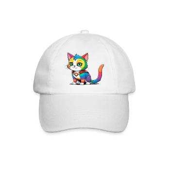 Superhelden LGBT Regenbogen Katze - Baseballkappe - Weiß/Weiß - Vorne
