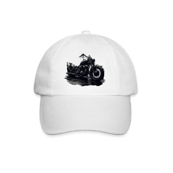 Rostiges Apokalypse Motorrad - Dark Fantasy Skull - Baseballkappe - Weiß/Weiß - Vorne