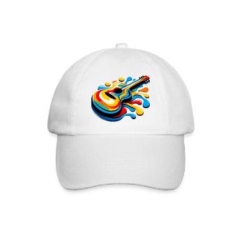 Schmelzende Regenbogen-Gitarre - Baseballkappe - Weiß/Weiß - Vorne