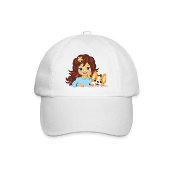 Cute beautiful little girl with corgi dog - Baseball Cap - white/white - Front