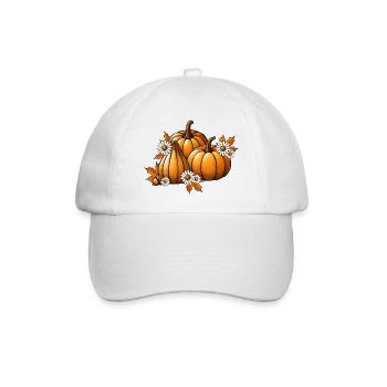 Herbst Kürbisse mit Blumen & Laub in warmen Farben - Baseballkappe - Weiß/Weiß - Vorne
