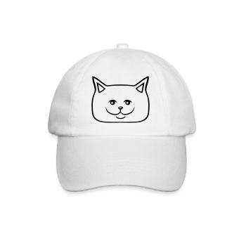 Pretty Cat Looking Happy Cheerful Smiling - Baseball Cap - white/white - Front
