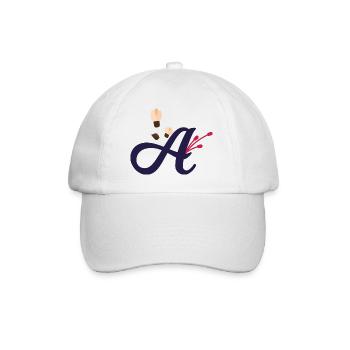 Eleganter Buchstabe 'A' mit Blumen - Baseballkappe - Weiß/Weiß - Vorne