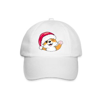 Chien Santa Corgi agitant la main - Casquette classique - blanc/blanc - Devant