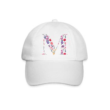 Personalized Floral Letter M - Gift Idea - Baseball Cap - white/white - Front