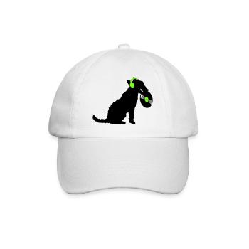 Hund DJ Musik Auflegen Club Disko Schallplatte Fun - Baseballkappe - Weiß/Weiß - Vorne