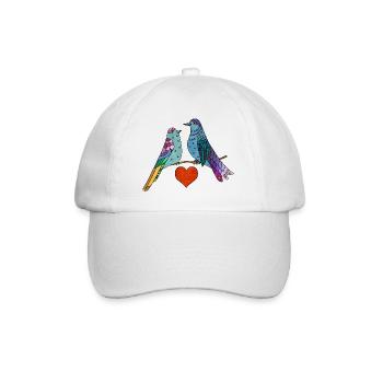 Bunte Vögel - Baseballkappe - Weiß/Weiß - Vorne
