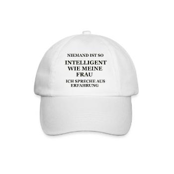 Niemand ist so intelligent wie meine Frau T-Shirt - Baseballkappe - Weiß/Weiß - Vorne