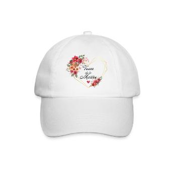 Brautteam Goldenes Herz Blumen - Baseballkappe - Weiß/Weiß - Vorne