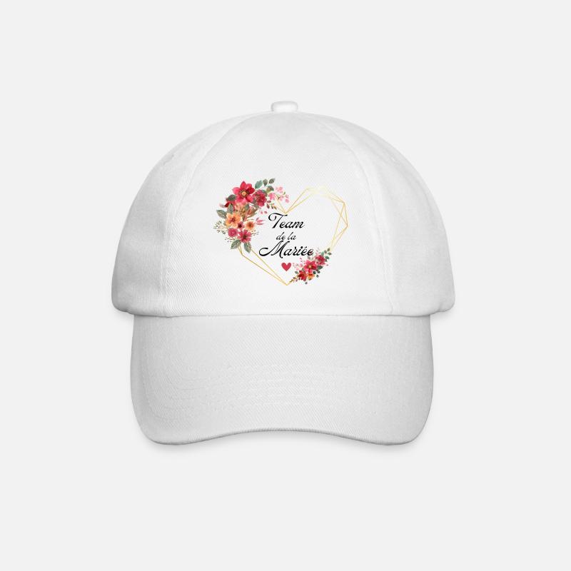 Brautteam Goldenes Herz Blumen - Baseballkappe - Weiß/Weiß
