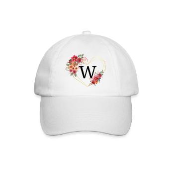 Floral Gold Herz Buchstabe w - Baseballkappe - Weiß/Weiß - Vorne