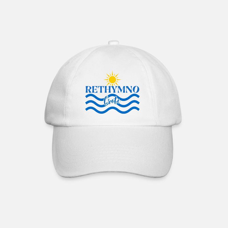 Rethymno Sunset Wave Design - Baseballkappe - Weiß/Weiß
