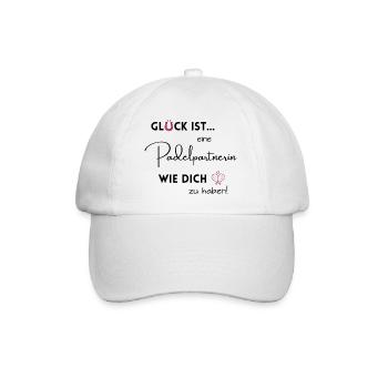 padel Paddel Partnerin Geschenk Tennis Glück ist - Baseballkappe - Weiß/Weiß - Vorne
