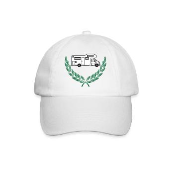 Camper im Lorbeerkranz weißes Design - Baseballkappe - Weiß/Weiß - Vorne