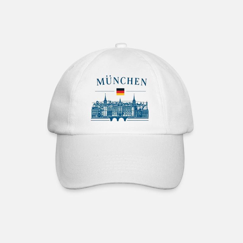 Munich Skyline: Bavaria Souvenir Design - Baseball Cap - white/white