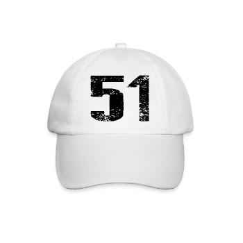 51 Zahl Trikot - Baseballkappe - Weiß/Weiß - Vorne