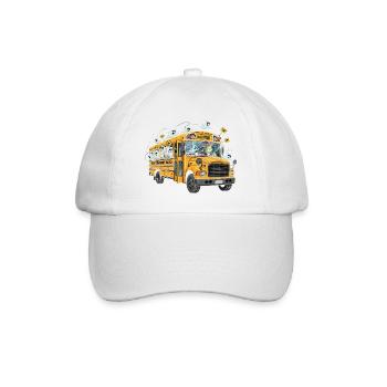 Haunted School Bus with Ghosts and Witch - Baseball Cap - white/white - Front