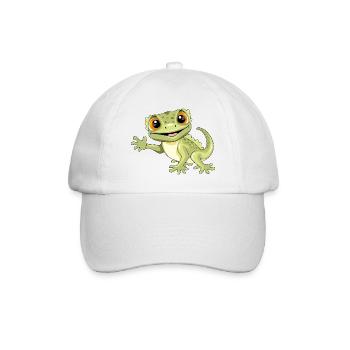 Lustiger lächelnder, einladender Gecko - Baseballkappe - Weiß/Weiß - Vorne