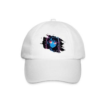 Fille d’anime au néon aux yeux brillants - Casquette classique - blanc/blanc - Devant