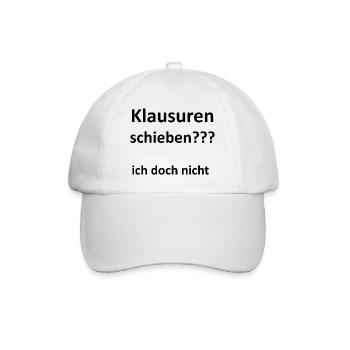 Unispruch "Klausuren schieben" Geschenk, Studenten - Baseballkappe - Weiß/Weiß - Vorne
