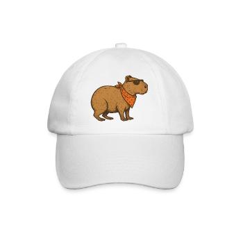 Cooles Capybara mit Sonnenbrille und orangefarbenem Bandana - Baseballkappe - Weiß/Weiß - Vorne
