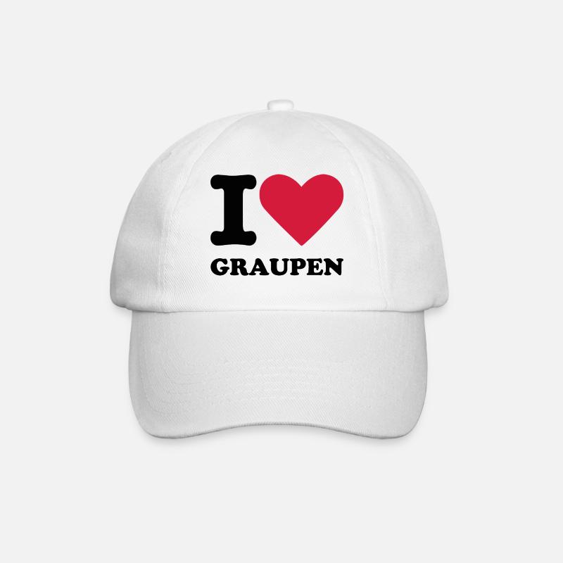 Stromberg Mit Spruch I Love Graupen - Baseballkappe - Weiß/Weiß