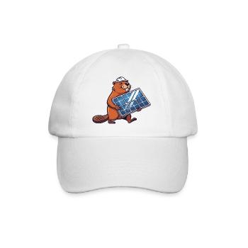 Biber Installateur Solarmodul Ingenieur Cartoon - Baseballkappe - Weiß/Weiß - Vorne
