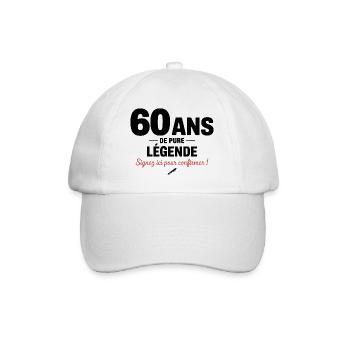 60 Years of Pure Legend Funny Birthday Gift - Baseball Cap - white/white - Front