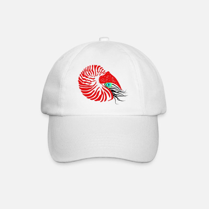 Perlboot, Ammonit, Kopffüßer, Nautilus - Baseballkappe - Weiß/Weiß