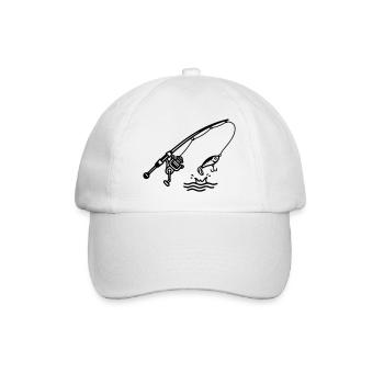angeln fischen spinnrute petri heil logo - Baseball Cap - white/white - Front