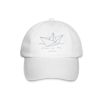 Origami Boot – Minimalistische Line Art Maritime I - Baseballkappe - Weiß/Weiß - Vorne