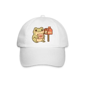 Kawaii Frog with Letter – Cute Mail Frog - Baseball Cap - white/white - Front