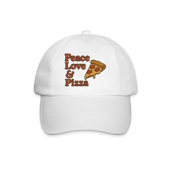 Peace Love Pizza Graphic Tee - Baseballkappe - Weiß/Weiß - Vorne