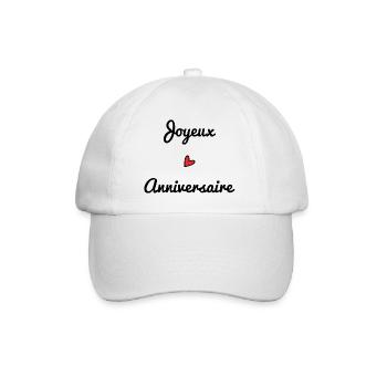 JOYEUX ANNIVERSAIRE. HAPPY BIRTHDAY. COEUR. I LOVE - Casquette classique - blanc/blanc - Devant
