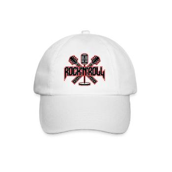 RocknRoll Mic and Guitars Emblem - Baseball Cap - white/white - Front