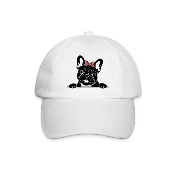 French Bulldog - Baseball Cap - white/white - Front