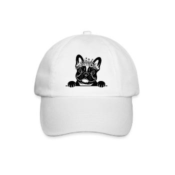 French Bulldog - Baseball Cap - white/white - Front