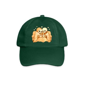 Cozy Skeleton Couple on Sofa – Warmth & Closeness - Baseball Cap - bottle green - Front