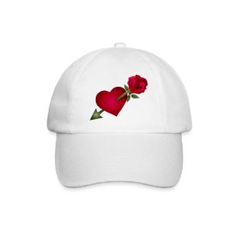 Red Rose Meets Heart with Arrow Illustration - Baseball Cap - white/white - Front
