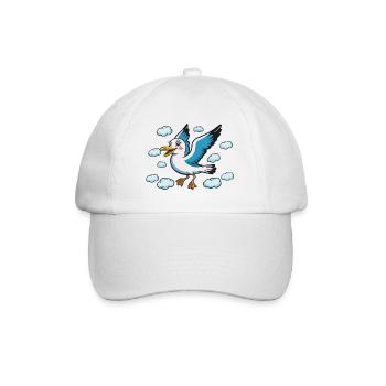 Clouds Flight Seagull Cartoon - Baseball Cap - white/white - Front