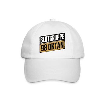 Blutgruppe 98 Oktan - Benzin Design - Baseballkappe - Weiß/Weiß - Vorne