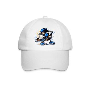 Disque vinyle DJ avec platine – Style musique urbaine - Casquette classique - blanc/blanc - Devant