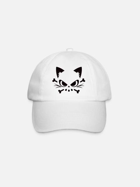 Crâne de chat | Motif minimaliste de Skull & Bones - Casquette classique - blanc/blanc