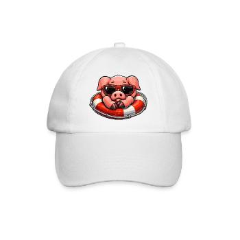 Cool pig in a lifebuoy - Baseball Cap - white/white - Front