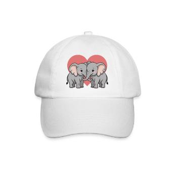 Elephant Couple Heart - Baseball Cap - white/white - Front
