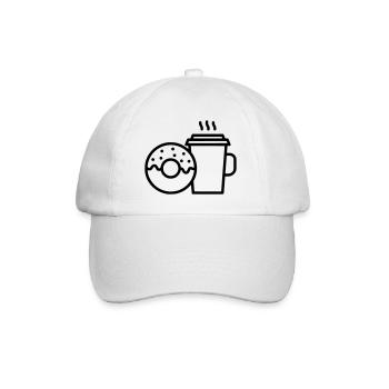 Donut und Kaffee Becher - Baseballkappe - Weiß/Weiß - Vorne